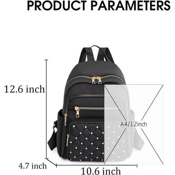 Mini Nylon Backpack for Women Lightweight Travel Purse G Black Small Trendy Bag - Picture 2 of 7